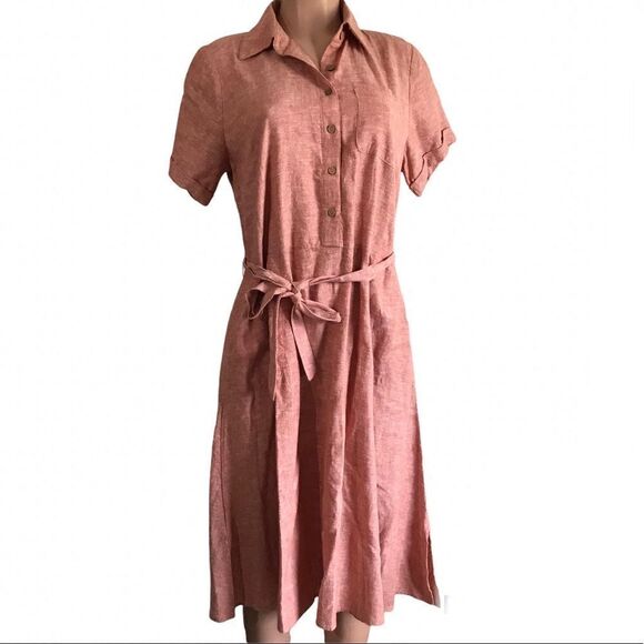 Denim & Co. Naturals Linen Blend Comfy Tie-Waist Dress - Picture 3 of 7